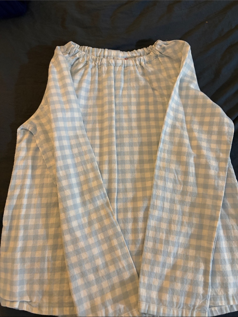 Vineyard Vines Light Blue & White Gingham Off-Shoulder Tunic